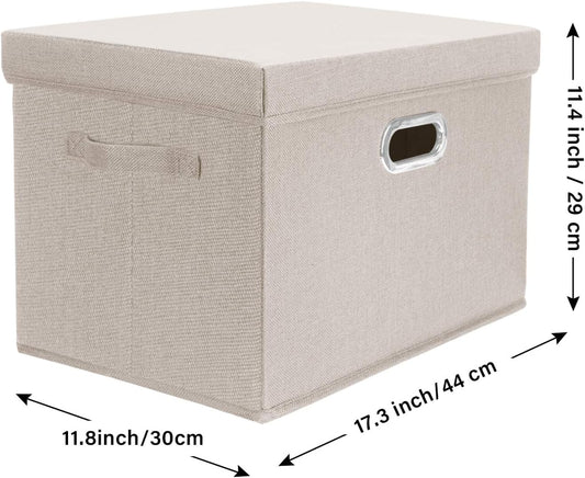 TYEERS Collapsible Storage Bins With Lids, Large Fabric Storage Boxes - 2 Pack - Beige