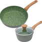 Nonstick Cookware Set, 2-Piece Non-Toxic Coated 10.25 Inch Frying Pan & Saucepan with Lid, PFOA Free Dishwasher Safe, Induction Compatible, Beginner Kitchen Pots and Pans Set, Green
