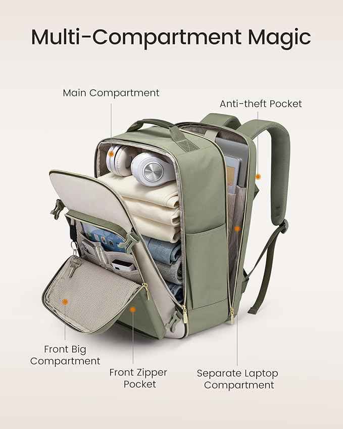 LOVEVOOK 50L Travel Backpack for Women & Men, Airline Approved Carry On Luggage with 3 Packing Cubes, TSA Overnight Bags, Waterproof Personal Item Bag, Weekender Essentials Backpacks fits 17" Laptop