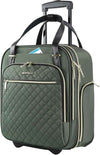 EMPSIGN Underseat Carry On Wheeled - 16" Carry on Bag with Wheels Multi-functional Lightweight Rolling Bag Overnight Weekender Small Suitcase for Women Men Travel Business, Army Green-Gold Zipper