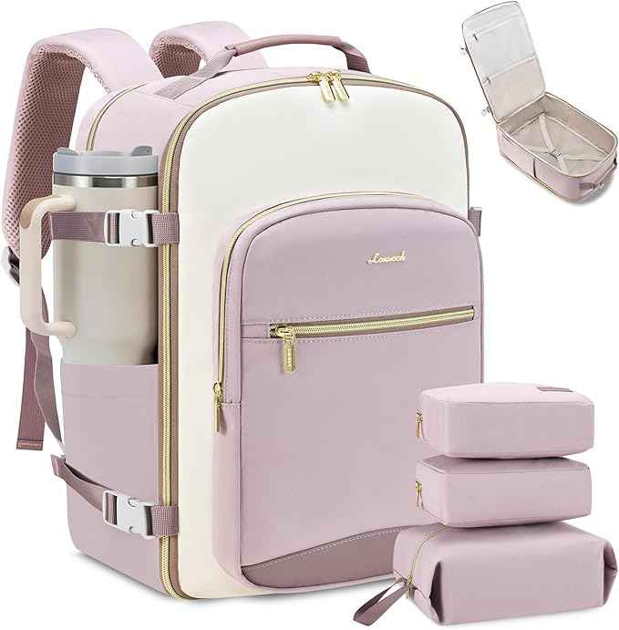 LOVEVOOK 50L Travel Backpack for Women & Men, Airline Approved Carry On Luggage with 3 Packing Cubes, TSA Overnight Bags, Waterproof Personal Item Bag, Weekender Essentials Backpacks fits 17" Laptop