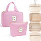 YOOLIFE Hanging Toiletry Bag for Women - Portable Makeup and Travel Bag, Cruise Ship Essentials - Letter B, Pink