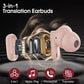 AI Language Translator Earbuds Real Time, 164 Language/6 Translation Modes Translator Earbuds 3-in-1 Translation Headphones, Bluetooth 5.4 Translation Device for Travel Business Learning, Rose Gold