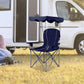 Goplus Camping Chair with Canopy Shade, Folding Lawn Chair with Umbrella Cup Holder & Carry Bag, Portable Sunshade Chair for Adults for Beach Outdoor Travel Hiking Fishing (Blue)