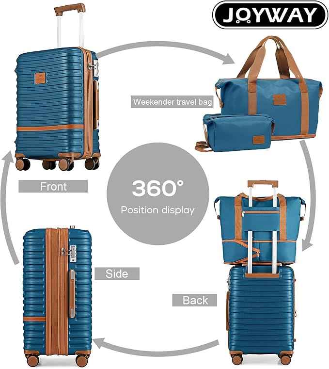 Joyway Carry On Luggage 20 Inch Expandable Suitcase with Spinner Wheel, 3 Piece Hard Shell Luggage Set with TSA Lock(Navy Blue)
