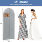 Dress Bags for Gowns, 65'' Long Garment Bags for Hanging Clothes, Dress Garment Bag, Grey Dress Cover with Clear Window for Dresses, Coats, Uniforms - 5 Pack