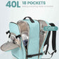LOVEVOOK Travel Backpack for Women & Men 40L,Airline Approved Carry On Backpack Travel Essentials,TSA Carry on Luggage,Waterproof Personal Item Travel Bag,Suitcase with 3 Packing Cube,Mint green-Black