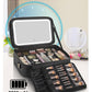 Relavel Travel Makeup Bag With LED Mirror, 16.2" Large Makeup Train Case, 3 Color Scenarios Adjustable Brightness, Waterproof Makeup Train Case Organizer with DIY Dividers for Makeup Artist, Black