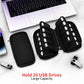 ABLAZE Flash Drive Case 20 Slots for USB Storage, USB Holder Storage Bag with Label, Electronic Accessories Organizer for Thumb Drive (Black)