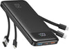charmast 20000mAh Portable Charger with Built in Cables, 22.5W Travel Power Bank Fast Charging, USB C Cell Phone Battery Pack for iPhone 16/15/14/13/12/11 Series, iPad, Samsung, Android, Tablet - Roamly