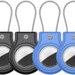 Waterproof Airtag Holder,4 Pack Airtag Case with Secure Lock,Airtags Keychain for Apple Airtag,Anti-Lost Protective Case Air tag Accessories for GPS Tracker Luggage,Bag,Key,Pet-Black/Black/Blue/Blue