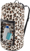 Laundry Bag Backpack, Extra Large Travel Laundry Bag with Mesh Pocket & Adjustable Shoulder Straps,Dirty Clothes Travel Bag for College Students Dorm,Apartment(Leopard Print)