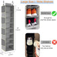 2 Pack Large-Sized Hanging Shoe Organizer 8-Shelf, Hanging Closet Organizer with 8 Side Pockets, Wider Hanging Shelves for Storage Shoes Clothes 9" W × 11.8" D× 48" H, Grey.
