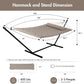 ANOW 2 Person Hammock with 12FT Stand, Heavy Duty Hammock with Stand for Outdoors, 450 LBS Weight Capacity, Light Brown