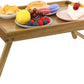 VaeFae Acacia Bed Table Tray, Wooden Breakfast Tray with Folding Legs, Bed Tray for Eating and Laptop, Eating Trays for Bedroom, (2 Pack)