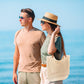 Peicees Crochet Beach Bag For Women Summer Tote Bag Boho Shoulder Bag With Leak-Proof Lining for Vacation Travel Woven Purse