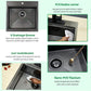 21 x 20 x 10 Drop-in Kitchen Sink - 16 Gauge Gunmetal Black Stainless Steel Workstation Single Bowl With Cutting Board