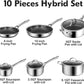 Pots and Pans Set Non Stick, 10 Pcs Hybrid Stainless Steel Cookware Sets, Non Stick Frying Pans, Saucepans, Saute Pan & Stock Pot, PFOA Free Kitchen Skillet,Induction Compatible