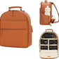 Small Camera Backpack, Classic PU Leather with 11 Inch Pad/Tablet Compartment, Professional Camera Bag for Photographers for DSLR, 10L Brown