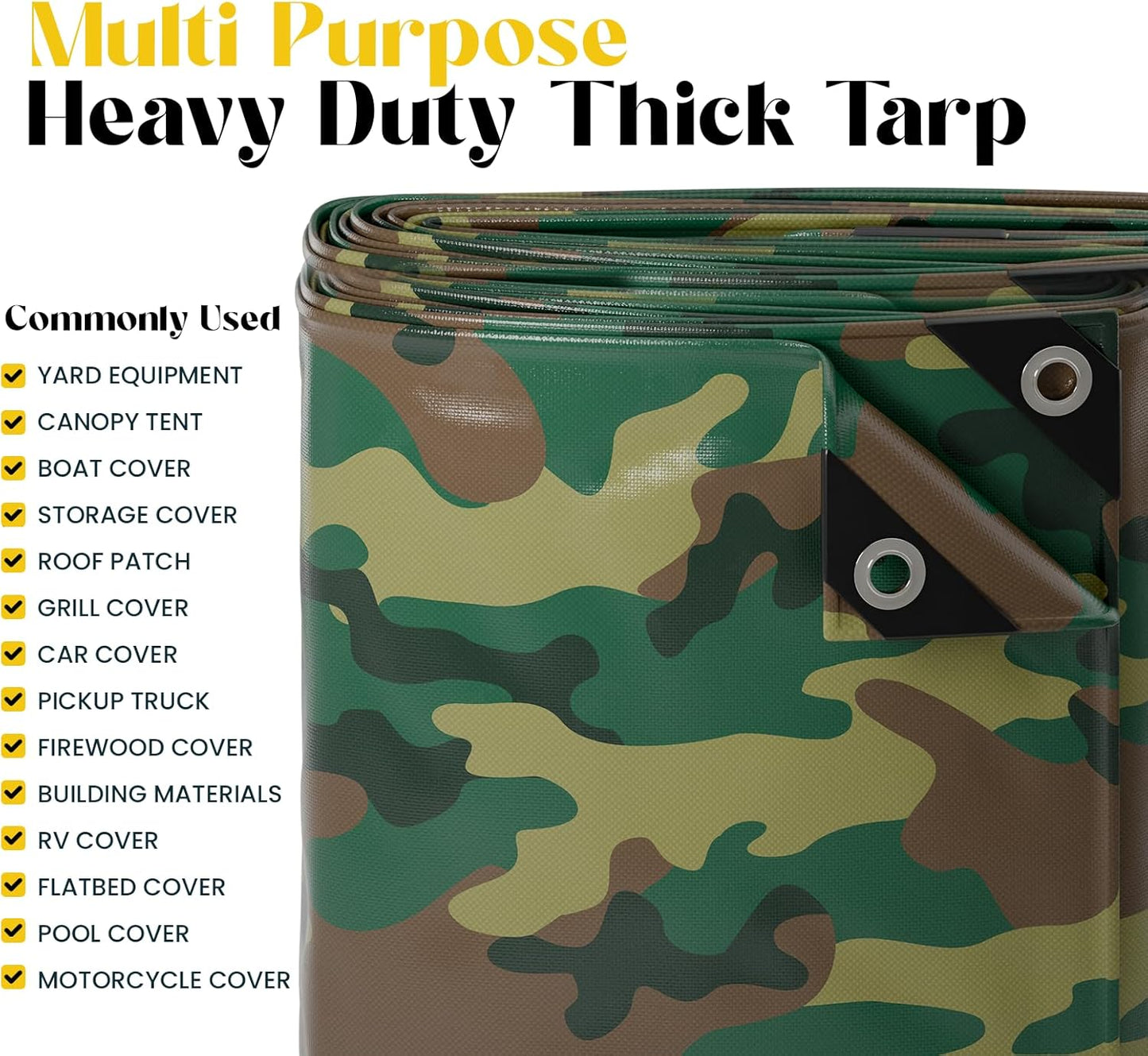 Core Tarps Extreme Heavy Duty 20 Mil Tarp Cover, Waterproof, UV Resistant, Rip and Tear Proof, Poly Tarpaulin with Reinforced Edges for Roof, Camping, Patio, Pool, Boat (Camouflage/Green 40′ X 80′)