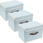 TYEERS Collapsible Storage Boxes, Washable Fabric Storage Bins with Lids, 14.9x9.8x9.8 inches, 3 Pack, Aqua Spring