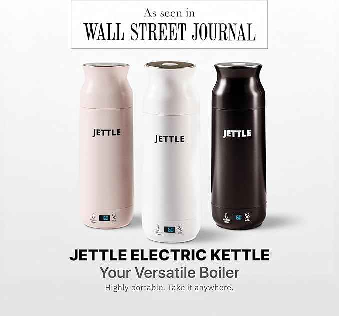 Jettle Electric Kettle - Travel Portable Heater for Coffee Tea Milk Soup - Stainless Steel Travel Water Boiler tea pot with Temperature Control - LED - Automatic Power Off - 450ml - Kitchen Appliance