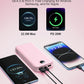 Portable Charger Power Bank, 12000mAh 22.5W USB C Power Bank Fast Charging with Built-in Cables and Wall Plug, Travel Essential Battery Pack with LED Display Compatible with iPhone, iPad, Samsung Pink