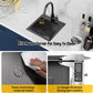 Small Black Kitchen Sink,15x15 Inch Stainless Steel Drop In Topmount Kitchen And Bar Sink Ideal Choice For For Small Space, Prep Area, RV With Bottom Grid,Soap Mat And Drain Assembly