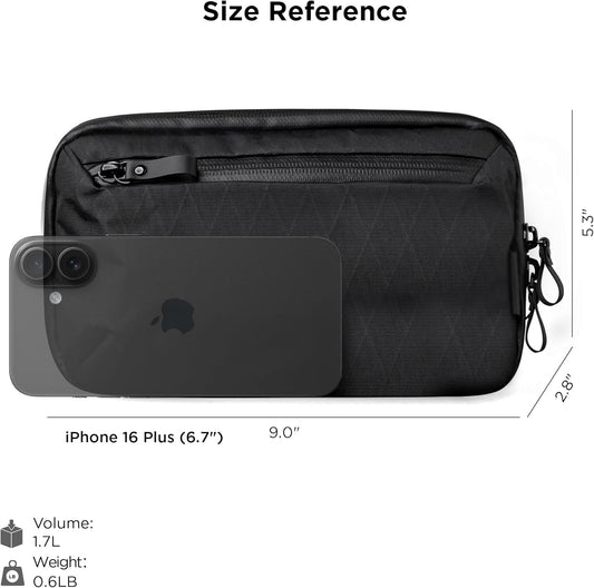 ALPAKA Elements Tech Case Mini X-Pac VX42 Black - Keeps You Clutter-Free - Sling Bag with Adjustable Strap, Weatherproof Fabric Fits Electronic Accessories, EDC Tech Organizer for Travel