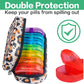 Serfeymi Weekly Travel Pill Organizer 2 Times A Day AM PM Upgraded Rainbow Pill Box 7 Day with Portable Zipper PU Leather Pill Case, Medicine Organizer for Pills, Vitamins, Fish Oils - Brown 02