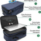 Large Storage Case with TSA Combination Lock Bag, Portable Carbon Lined, XL Medicine Lockable Box for Travel & Home Secured Box Organizer Divider Jars Accessories, Removable Tray (Blue)