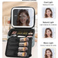 Relavel Travel Makeup Bag With LED Mirror for Women, Cosmetic Organizer Bag with Adjustable Brightness in 3 Color Scenarios, Detachable Dividers, Waterproof Train Case for Daily - Dark Blue FLowers