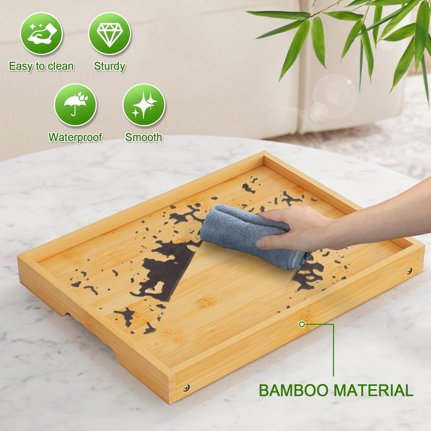 Bed Tray Table with Folding Legs,Bamboo Breakfast in Bed for Kitchen Serving Tray,Sofa,Eating,Used As Laptop Desk Snack Tray 2 Pack (Bamboo)