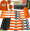AUGO Ratchet Straps Heavy Duty 4 Pack -15 FT - 2200 LB Break Strength – with Safety Lock S Hooks - Cargo Straps for Moving, Appliances, Motorcycle – Soft Loop Tie Down Straps