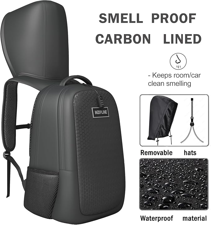 Activated Carbon Lined Backpack Bag With Comb Lock & Hoodie Water Resistant,Anti Theft Laptop Daypack Travel bags for Men & Women Travel