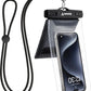 Universal Waterproof Phone Pouch [Double Space] IPX8 Dry Bag with Lanyard for iPhone 16 15 14 13 12 Pro Max XS XR X Galaxy S25 S24 S23 Ultra, Fit All Phones Up to 8'', Black