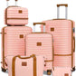 Joyway Luggage Set 3 Piece Suitcase Sets with Spinner Wheel,Hardside Expandable Travel Laggage with TSA Lock (13/20/24/28 Pink brown