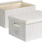 Large 17''x12'' Quart Collapsible Stackable Storage Bins with Lids, 2 Packs Off White Fabric Closet Boxes with Lids, Storage Cube Baskets Container Organizers for Bedroom Office(17''x12.2x''8'')