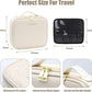 Portable Travel Makeup Bag with Lighted Mirror, 3 Color Brightness, Beige