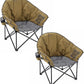 ARROWHEAD OUTDOOR 2-Pack Oversized Heavy-Duty Club Folding Camping Chair w/Pocket, Cup Holder, Portable, Padded, Moon, Round, Saucer, Supports 330lbs