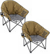 ARROWHEAD OUTDOOR 2-Pack Oversized Heavy-Duty Club Folding Camping Chair w/Pocket, Cup Holder, Portable, Padded, Moon, Round, Saucer, Supports 330lbs