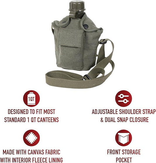 Rothco Vintage Canvas Carry-All Canteen Cover With Shoulder Strap