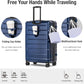 KYME Suitcases with Wheels Hardshell 30 Inch Luggage TSA Approved Large Checked Luggage Durable Travel Rolling Suitcase with Cup Holder for Women Men Navy
