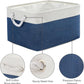 TheWarmHome Collapsible Storage Bin for Shelves - Large 3 Pack 16x12x8 inch Storage Basket for Organizing with Handles, Canves Storage Box for Organizer Toy Closet Cloth Gift (White & Jean Blue)