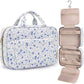 BAGSMART Toiletry Bag Travel Bag with Hanging Hook, Water-resistant Makeup Cosmetic Bag Travel Organizer for Accessories, Shampoo, Full-size Container, Toiletries (Blue Ditsy Floral, Medium