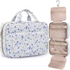 BAGSMART Toiletry Bag Travel Bag with Hanging Hook, Water-resistant Makeup Cosmetic Bag Travel Organizer for Accessories, Shampoo, Full-size Container, Toiletries (Blue Ditsy Floral, Medium