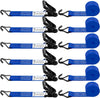 6 Pack 2 inch Ratchet Straps Heavy Duty J Hook 2 in x 15ft with Strong Ratcheting, Cargo Load Tie Down Strap 2200lbs Working Load for Trucks Blue
