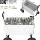VINGLI 80 Quart Wagon Rolling Cooler Ice Chest, w/Long Handle and 10" Wheels, Portable Beach Patio Party Bar Cold Drink Beverage, Outdoor Park Cart on Wheels