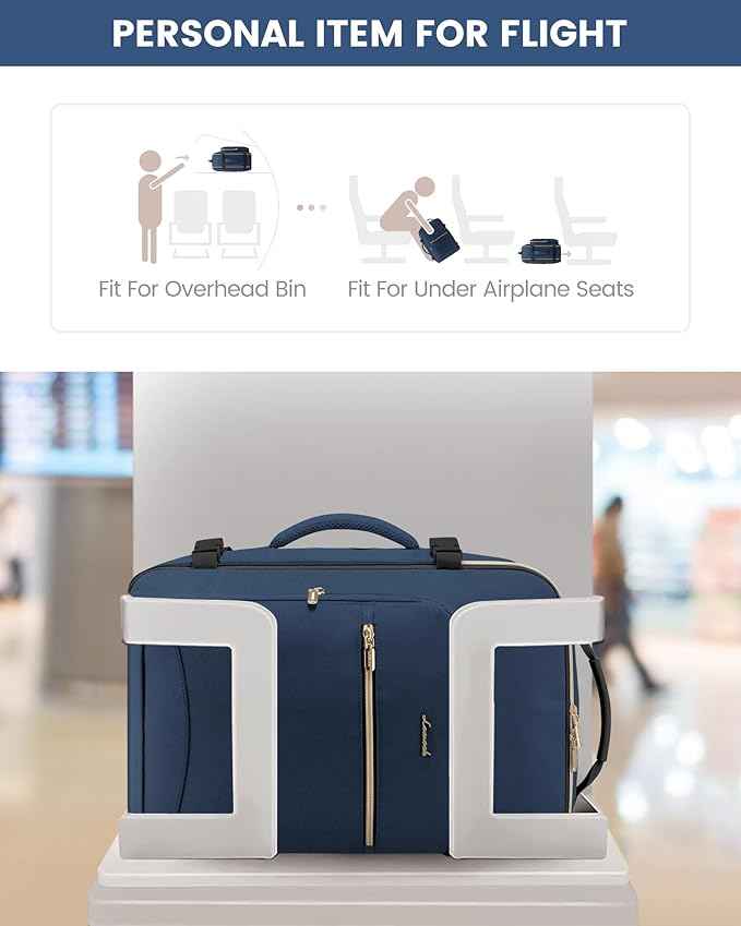 LOVEVOOK Travel Backpack for Women & Men 40L,Airline Approved Carry On Backpack Travel Essentials,TSA Carry on Luggage,Waterproof Personal Item Travel Bag,Suitcase with 3 Packing Cube,Blue green-Black
