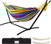 SZHLUX Double Hammock with Stand Included 450lb Capacity Steel Stand, Premium Carry Bag Included and Two Anti Roll Balance Beam